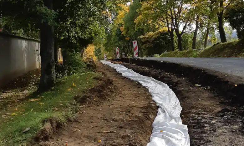 Horní Slavkov ul. Větrná - výstavba chodníku